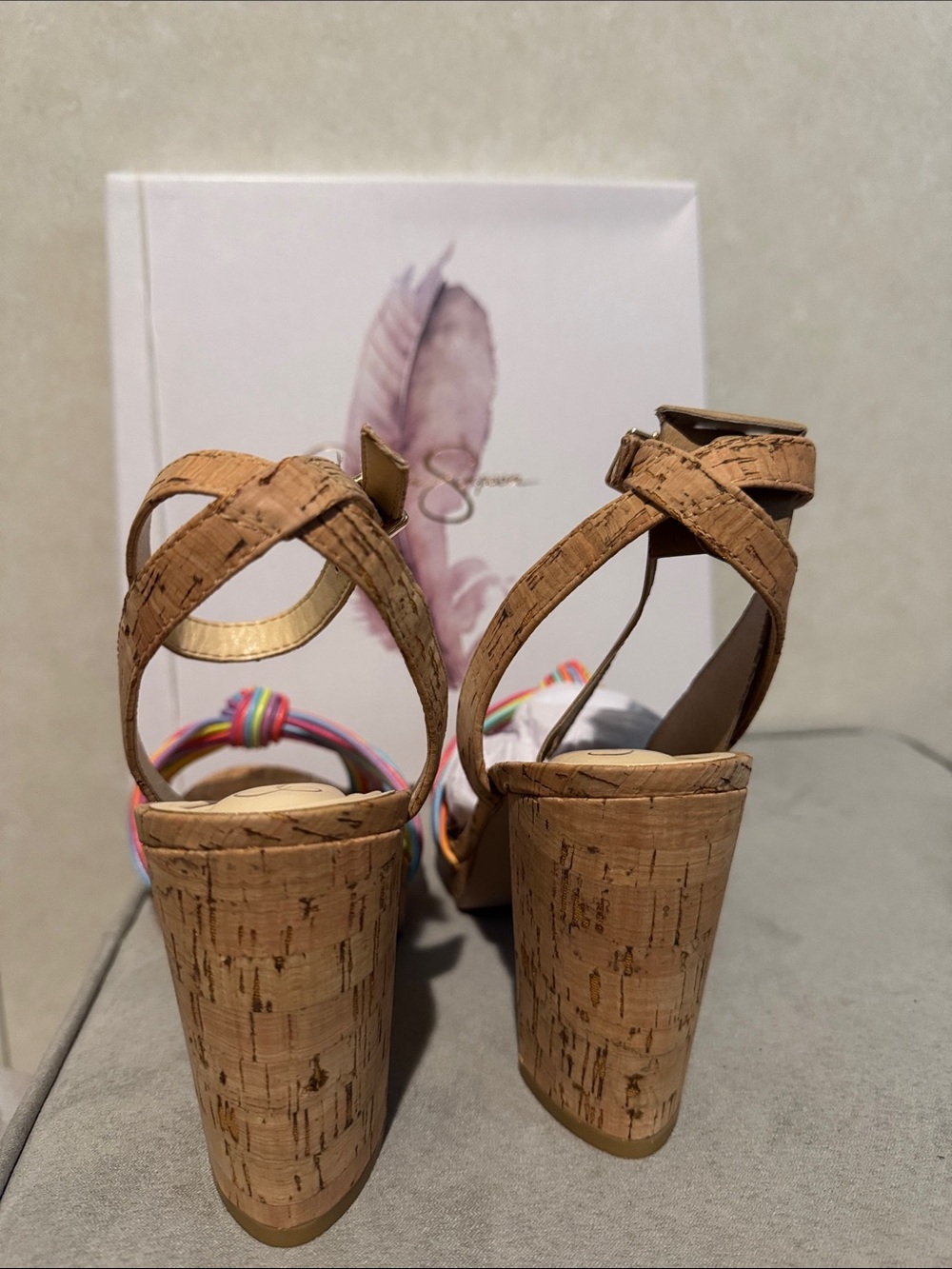 Jessica Simpson Darleena cork heels NEW - Picture 4 of 6